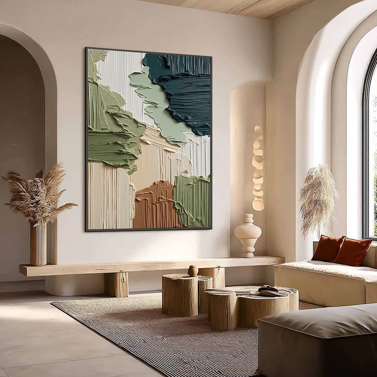 EARTHEN STRATA: Vertical Wabi Sabi Textured Abstract Painting