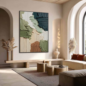 EARTHEN STRATA: Vertical Wabi Sabi Textured Abstract Painting
