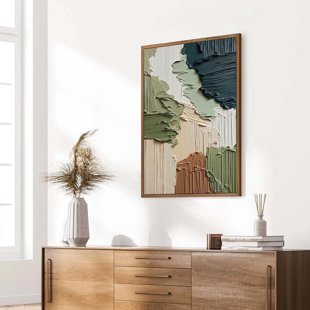 EARTHEN STRATA: Vertical Wabi Sabi Textured Abstract Painting