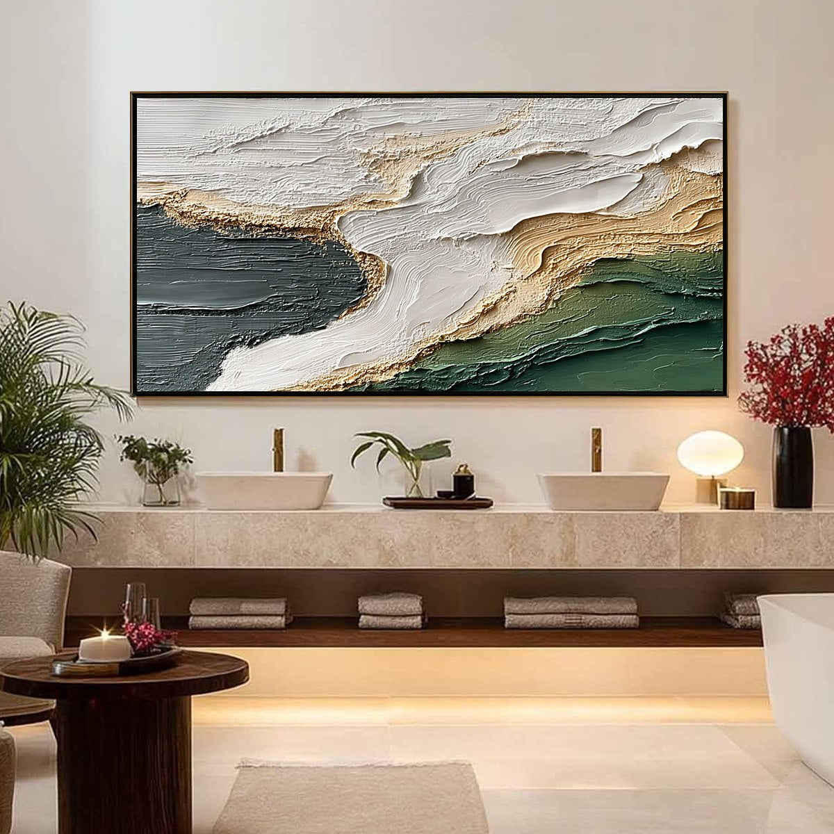 EARTHEN TIDE: Large Textured Wabi Sabi Abstract Landscape Painting
