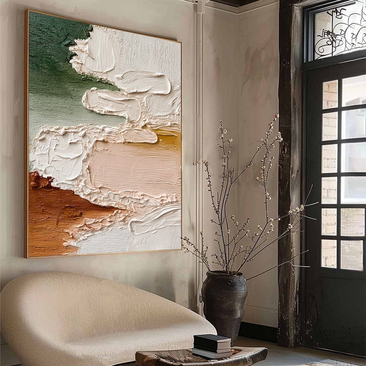 EARTHEN VEIL: Textured Abstract Earth Tone Impasto Wall Art