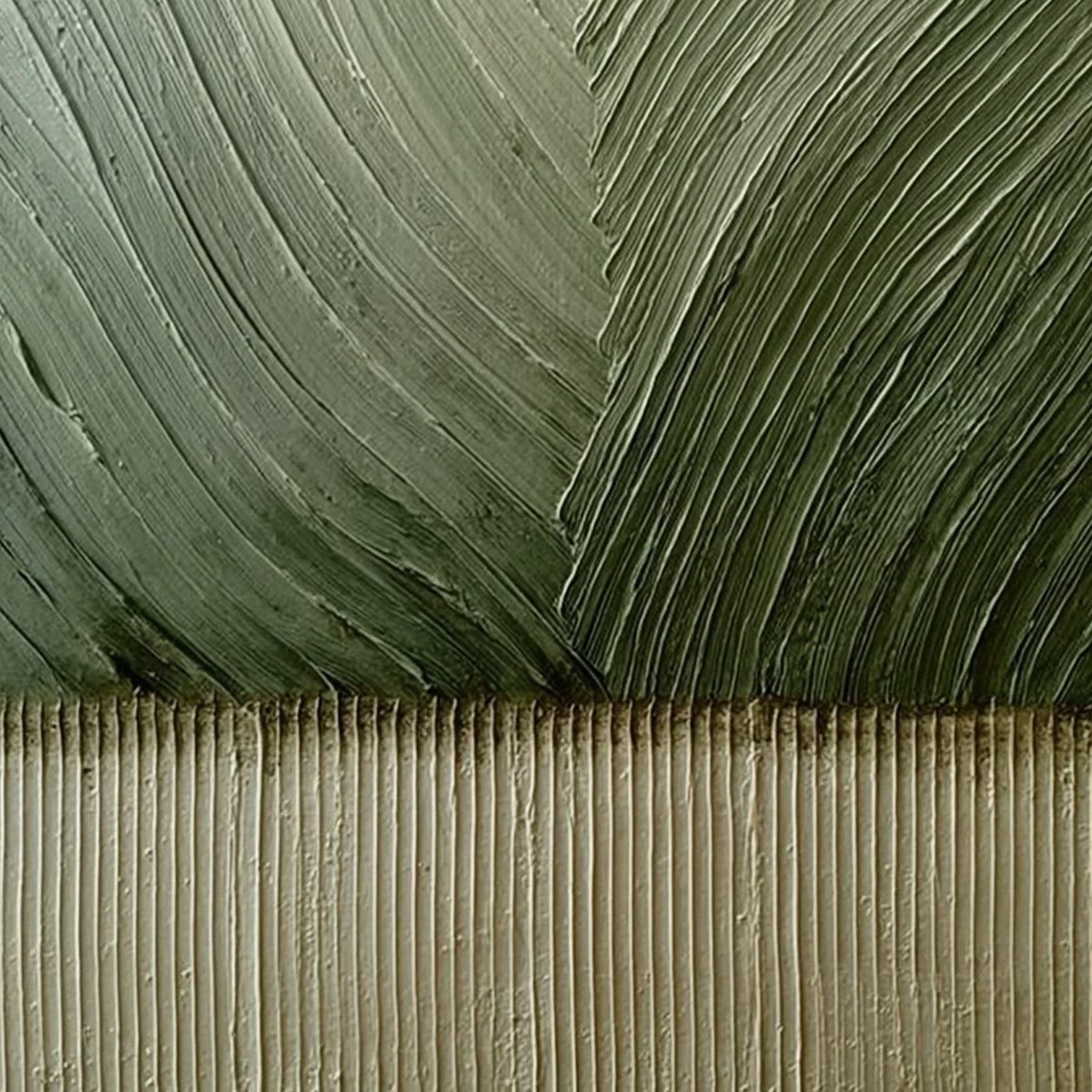 EARTHEN WEAVE: Textured Green and Beige Wabi Sabi Abstract Painting