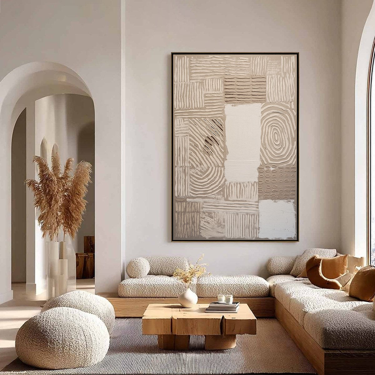 EARTHEN WEAVE: Textured Wabi Sabi Abstract Painting in Neutral Tones