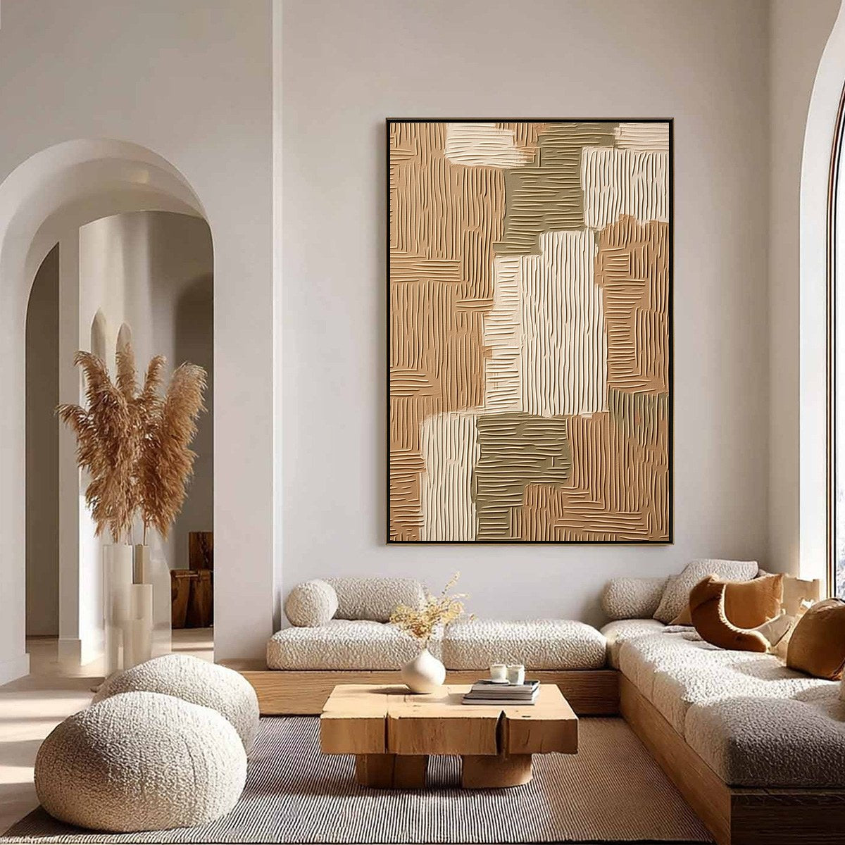 EARTHEN WEAVE: Textured Wabi Sabi Abstract Painting in Neutral Tones
