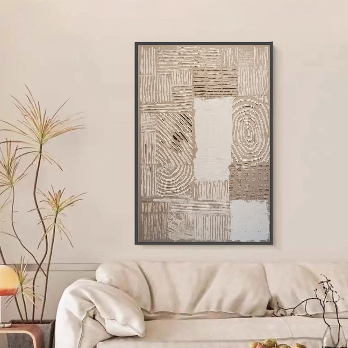 EARTHEN WEAVE: Textured Wabi Sabi Abstract Painting in Neutral Tones