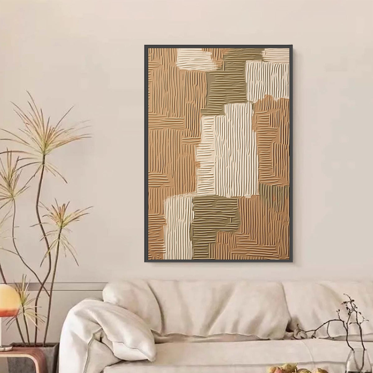 EARTHEN WEAVE: Textured Wabi Sabi Abstract Painting in Neutral Tones