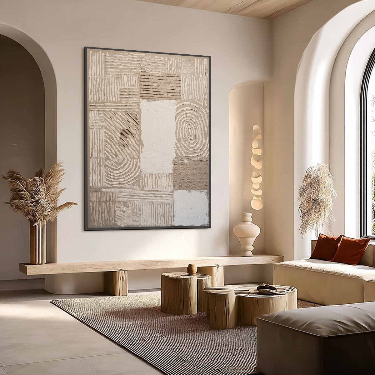 EARTHEN WEAVE: Textured Wabi Sabi Abstract Painting in Neutral Tones