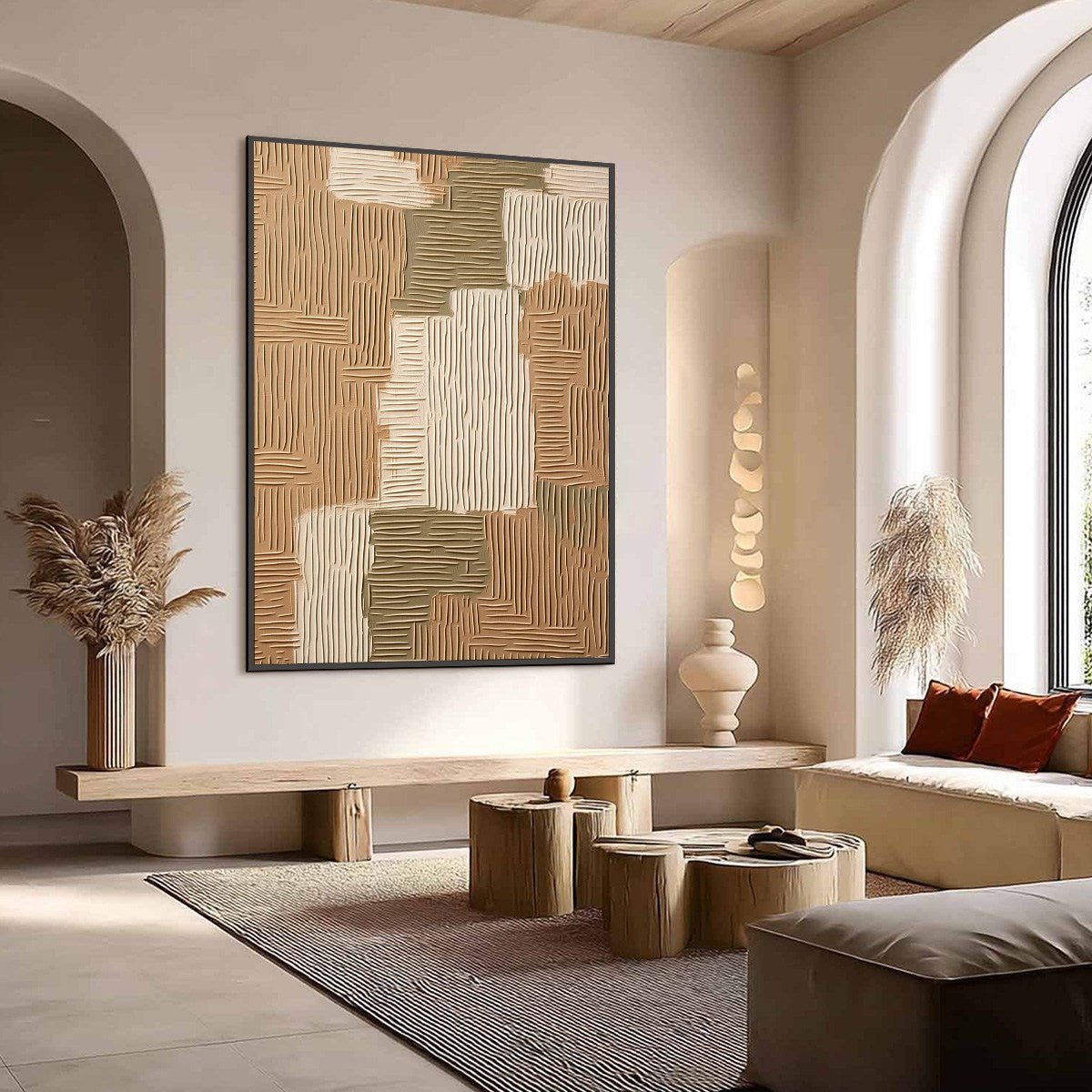 EARTHEN WEAVE: Textured Wabi Sabi Abstract Painting in Neutral Tones