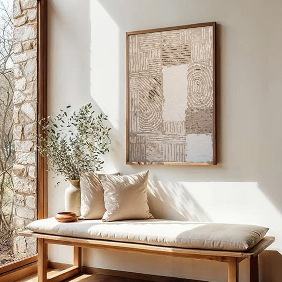 EARTHEN WEAVE: Textured Wabi Sabi Abstract Painting in Neutral Tones