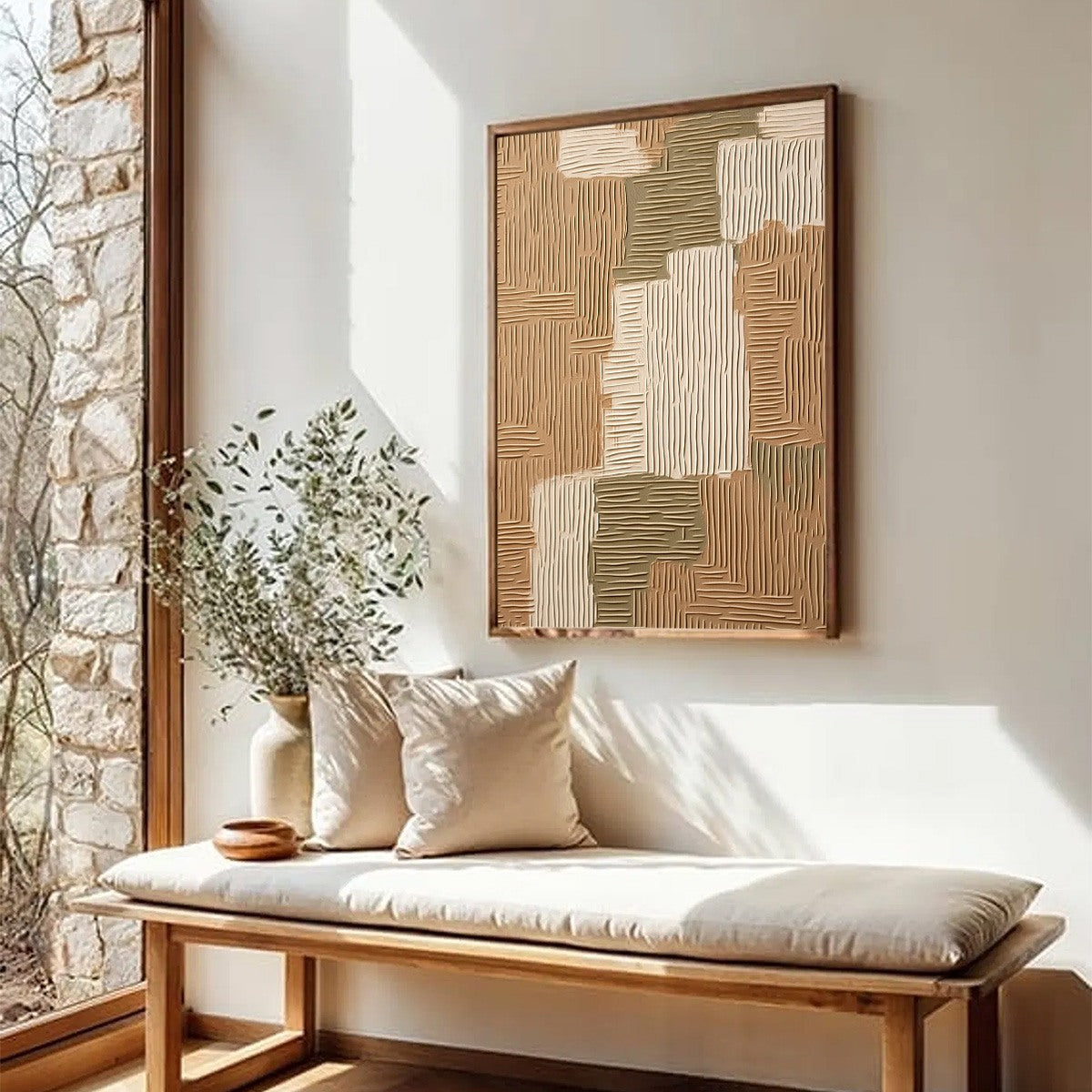EARTHEN WEAVE: Textured Wabi Sabi Abstract Painting in Neutral Tones