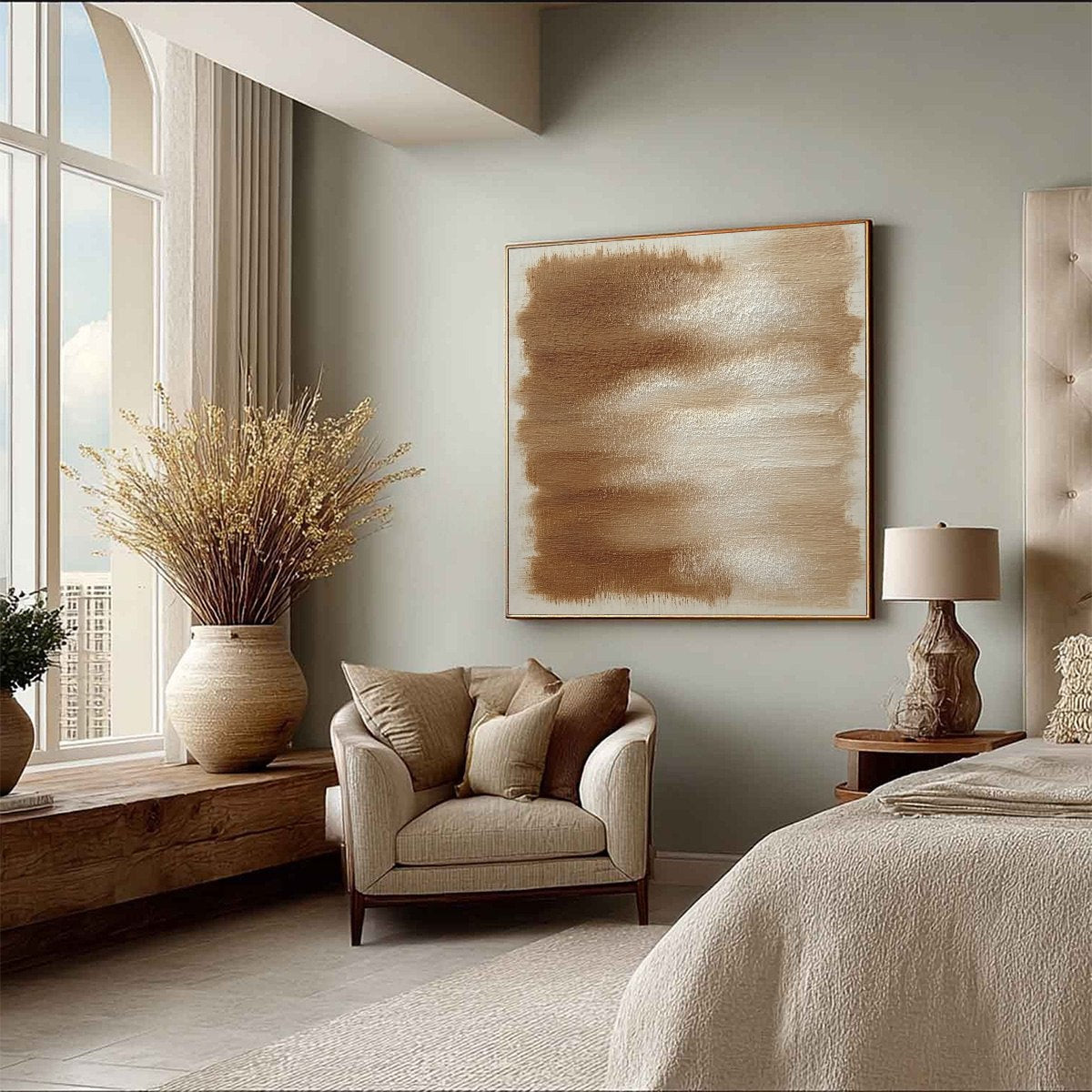 EARTHEN WHISPERS: Textured Wabi Sabi Abstract Oil Painting