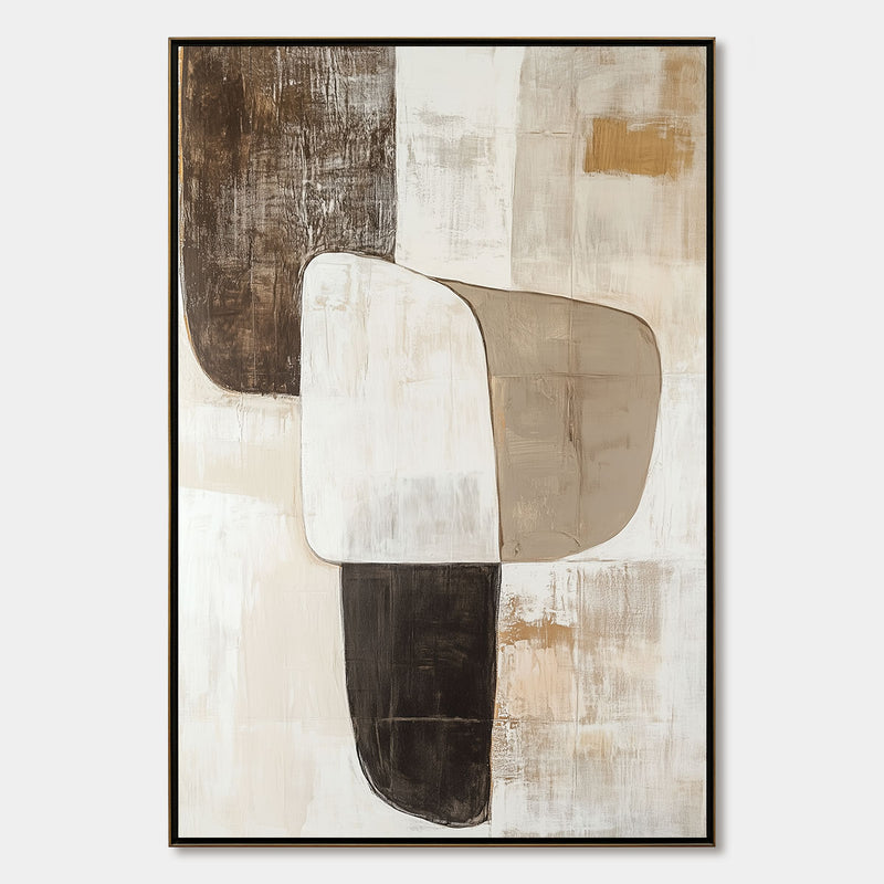 Image showcasing Earthen Forms: Original Minimalist Abstract Oil Painting - Vertical ...
