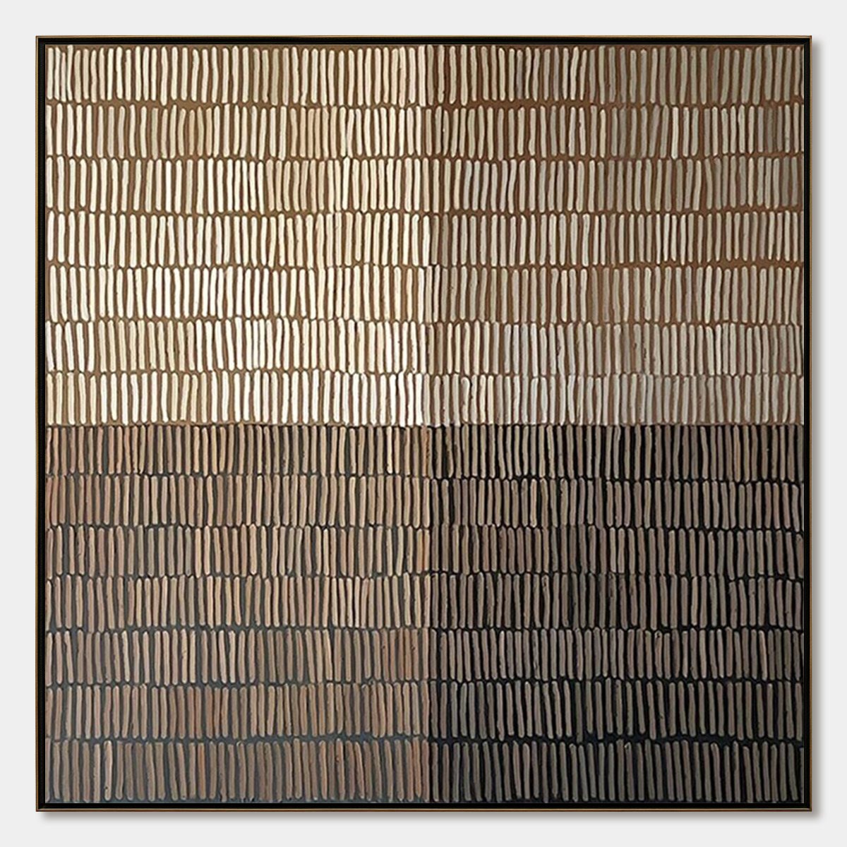EARTHEN RHYTHM: Minimalist Textured Beige Grid Painting