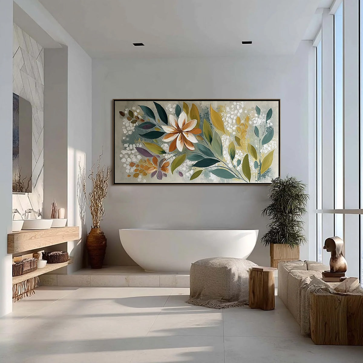 EARTHLY BLOOM: Textured Abstract Floral Impasto Painting