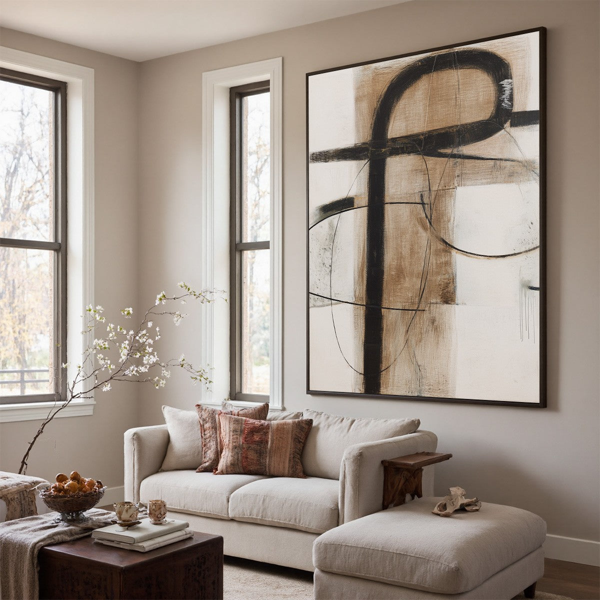 EARTHY ABSTRACT Minimalist Abstract Oil Painting in Browns