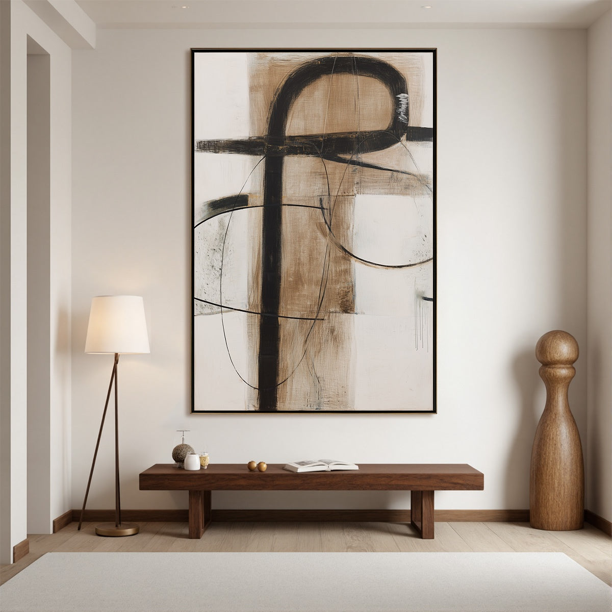 EARTHY ABSTRACT: Minimalist Abstract Oil Painting in Browns