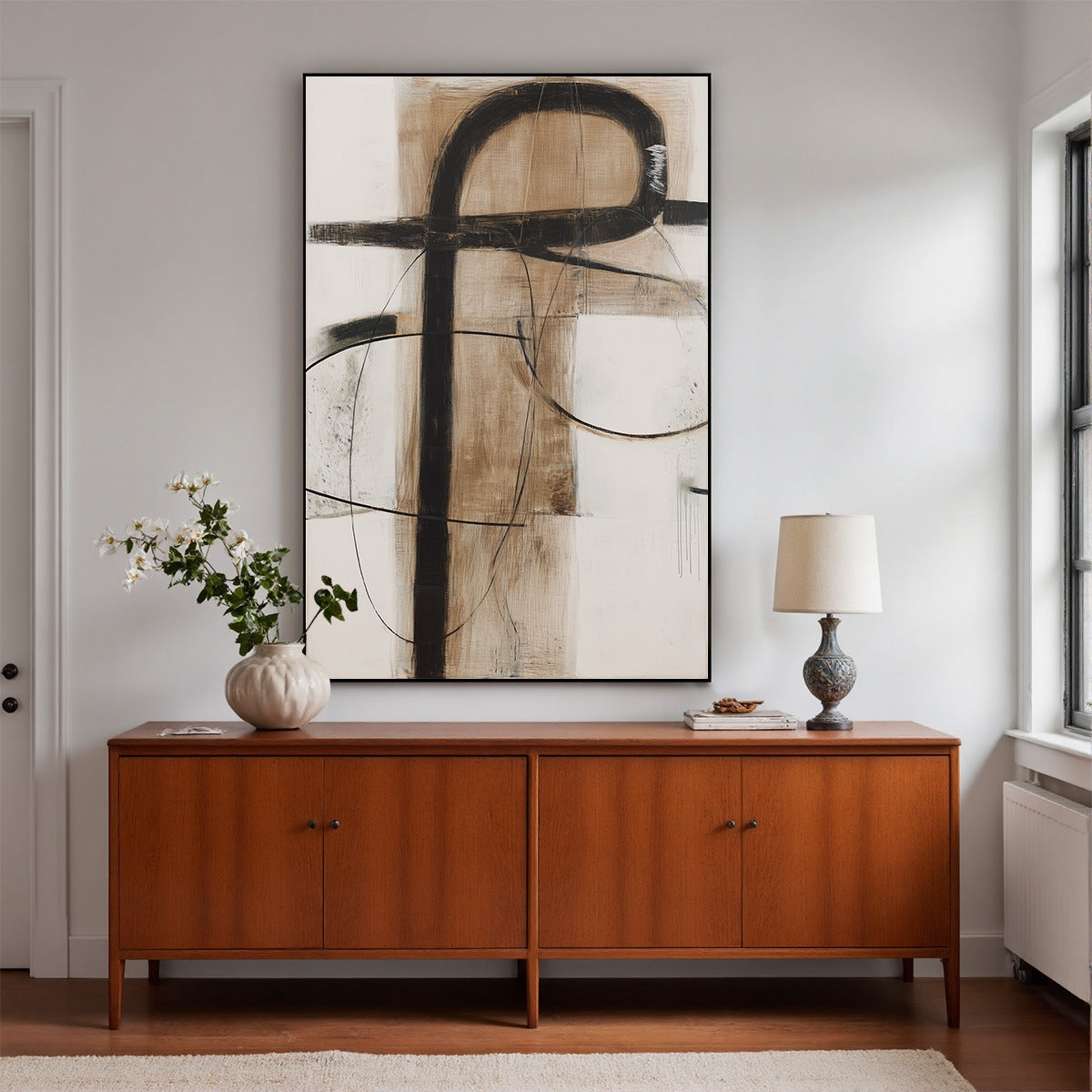 EARTHY ABSTRACT: Minimalist Abstract Oil Painting in Browns