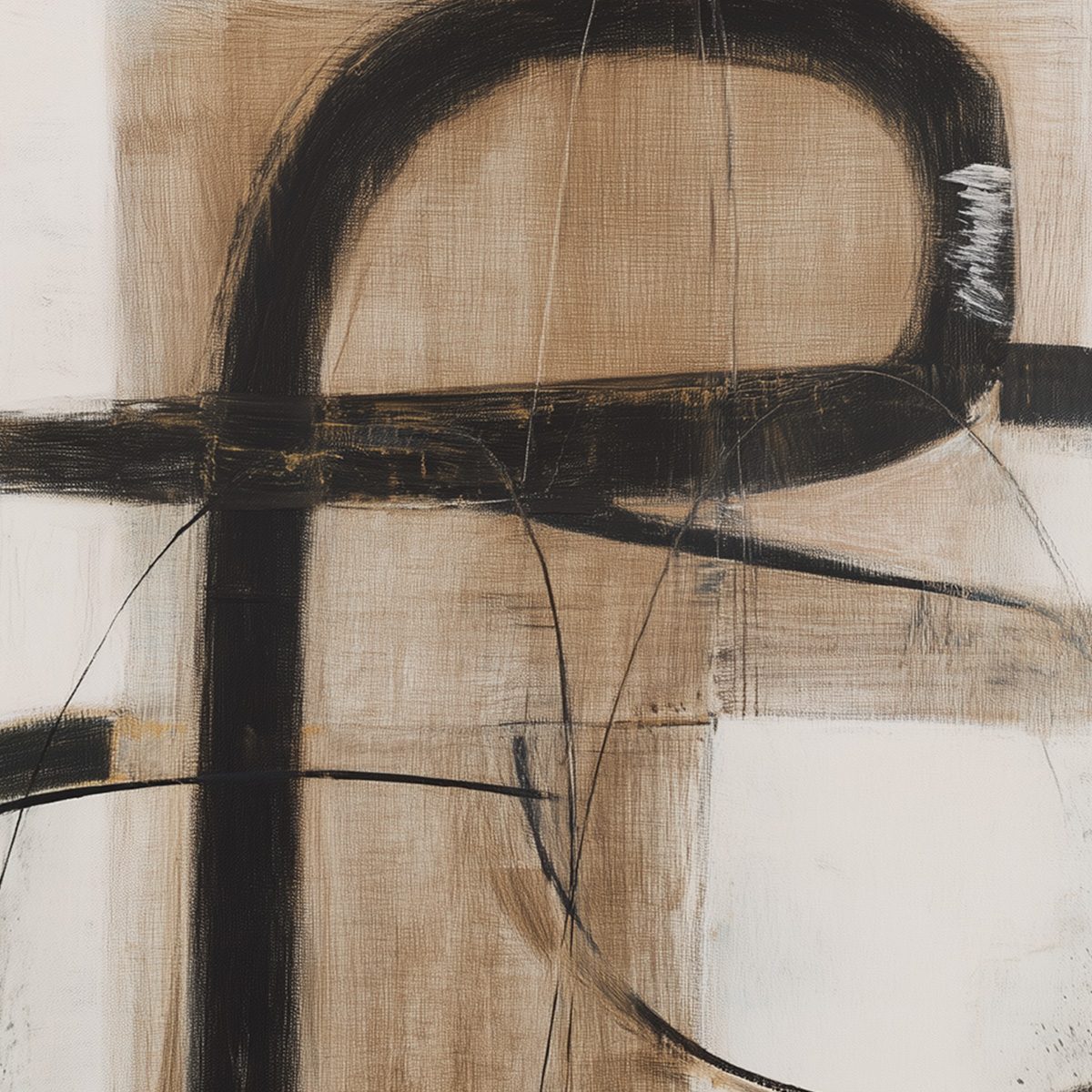 EARTHY ABSTRACT: Minimalist Abstract Oil Painting in Browns