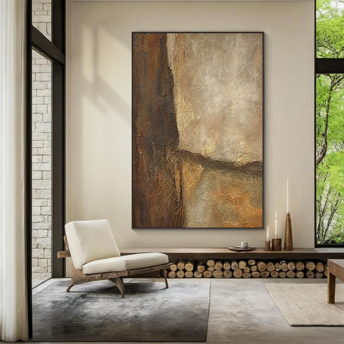 EARTH'S EMBRACE: Large Textured Earth Tone Abstract Wall Art