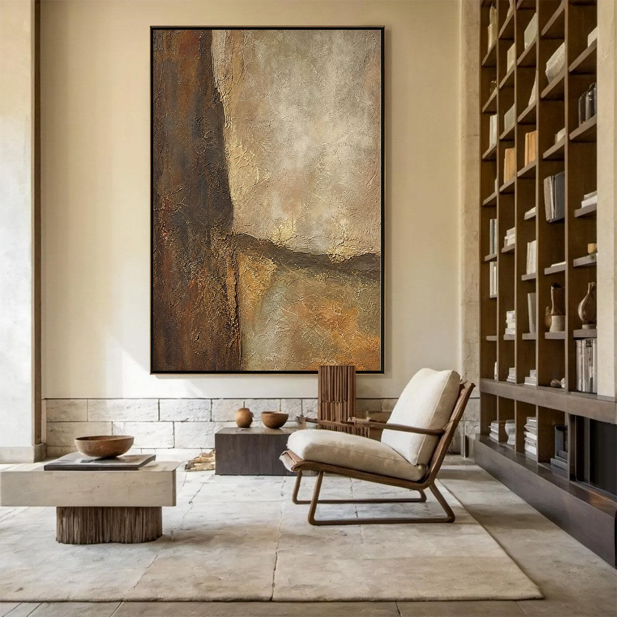 EARTH'S EMBRACE: Large Textured Earth Tone Abstract Wall Art