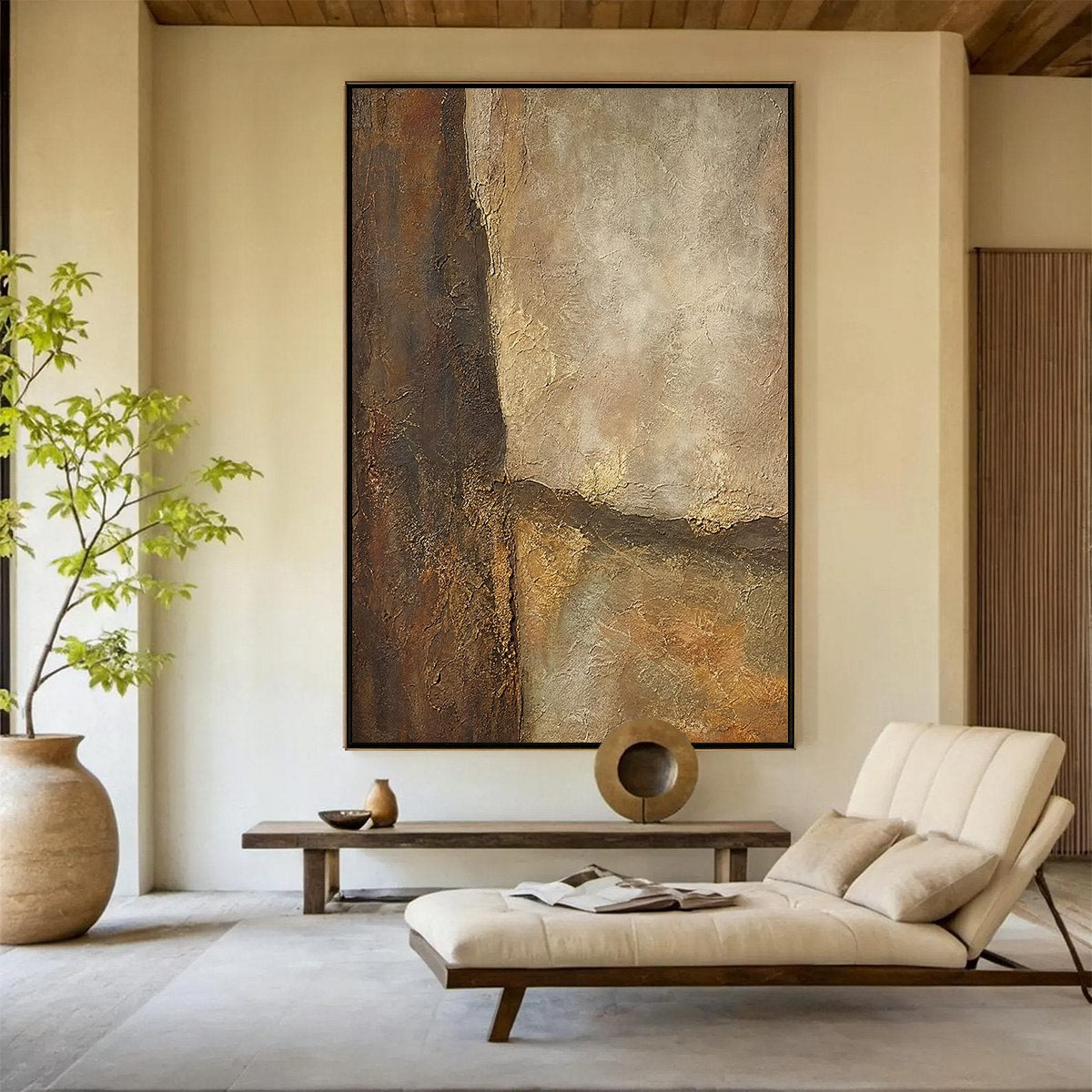 EARTH'S EMBRACE: Large Textured Earth Tone Abstract Wall Art