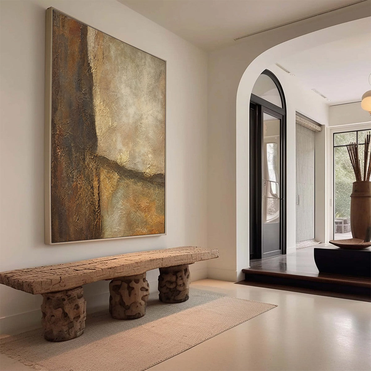 EARTH'S EMBRACE: Large Textured Earth Tone Abstract Wall Art