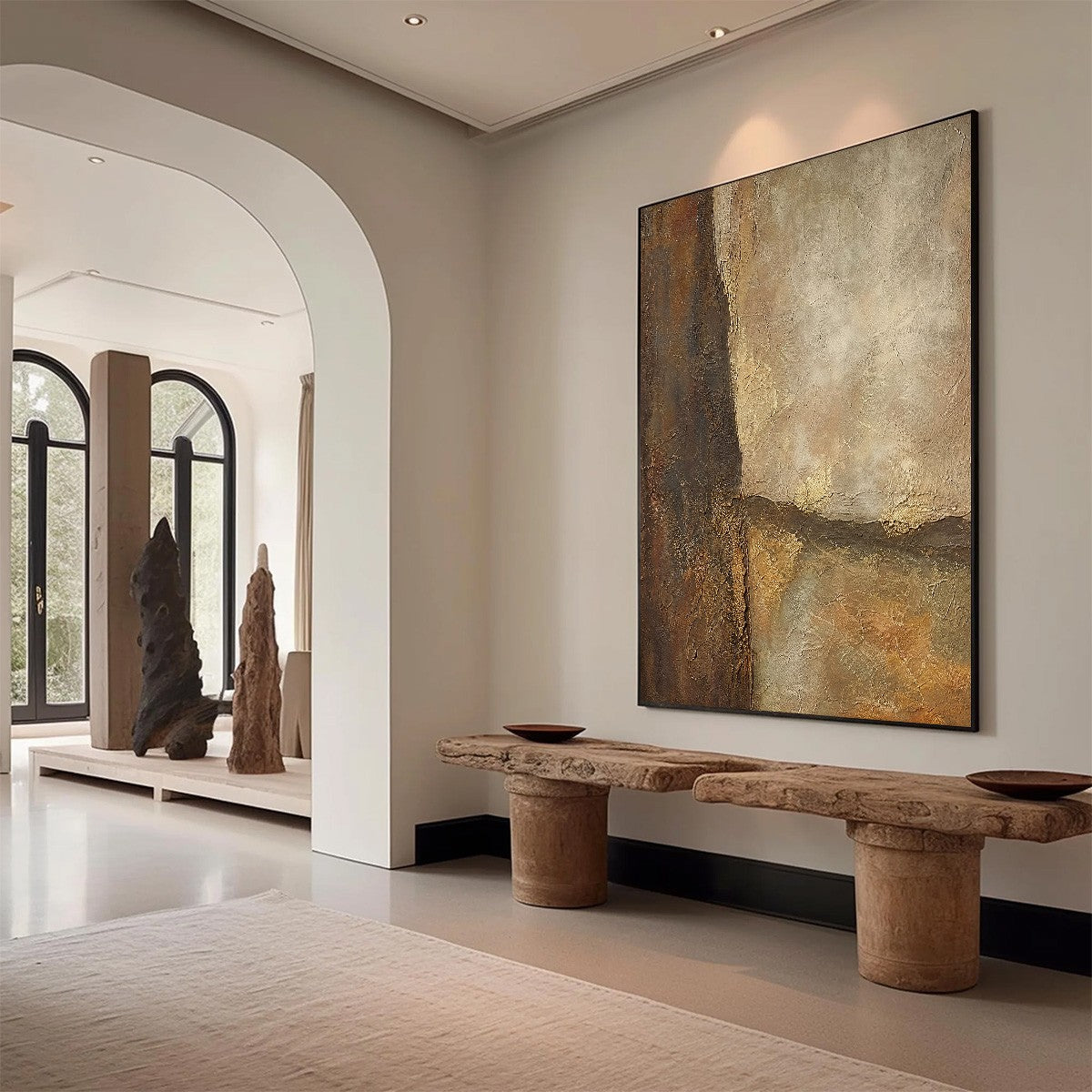 EARTH'S EMBRACE: Large Textured Earth Tone Abstract Wall Art