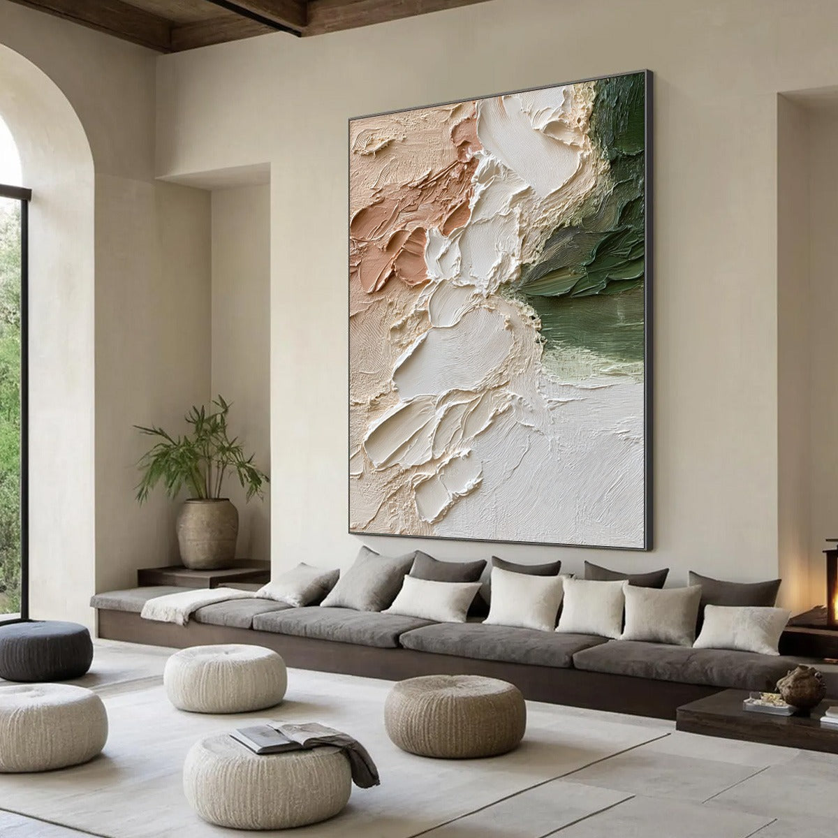 EARTH'S EMBRACE: Textured Wabi Sabi Abstract Painting in Earth Tones