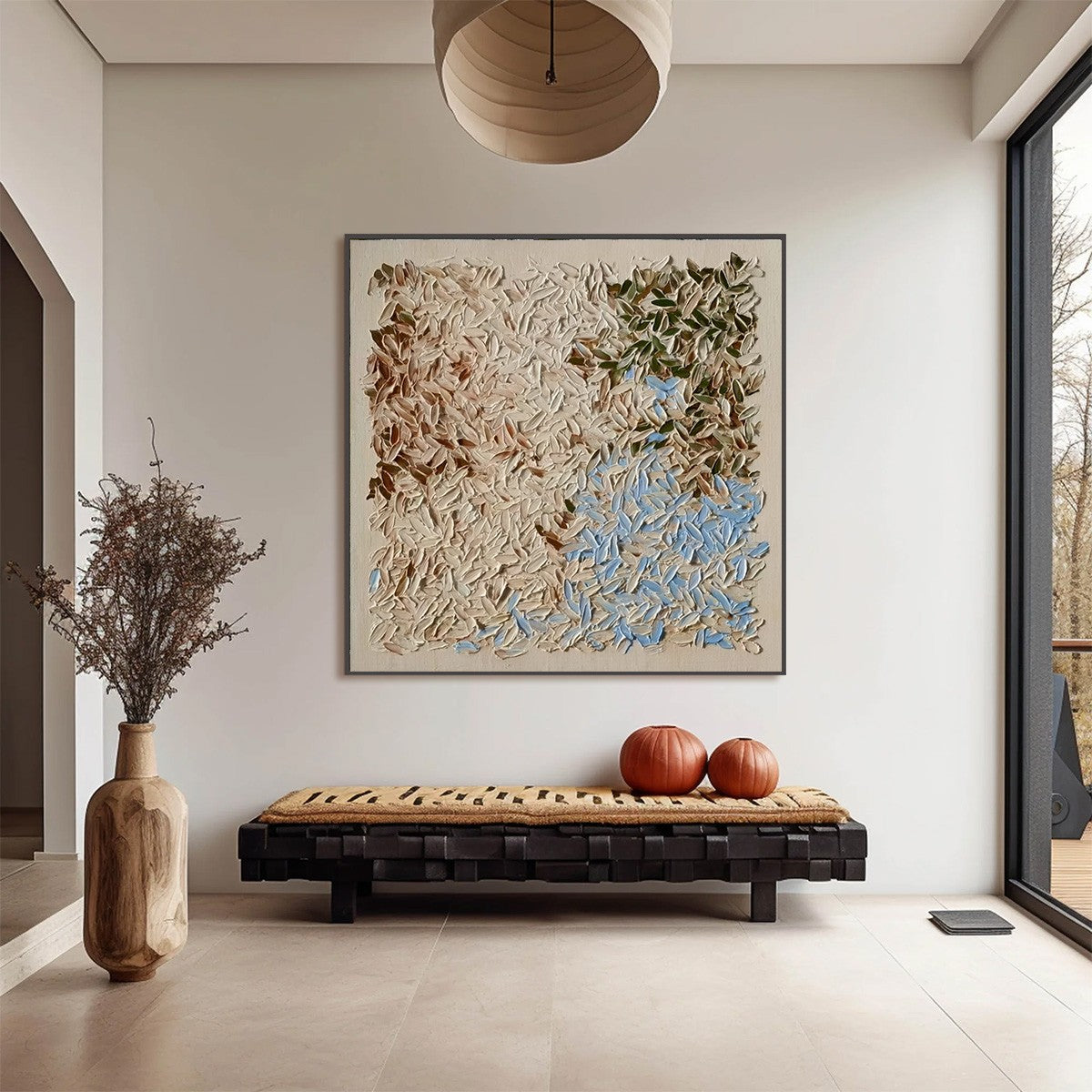 EARTH'S MOSAIC: Textured Wabi Sabi Abstract Landscape Oil Painting