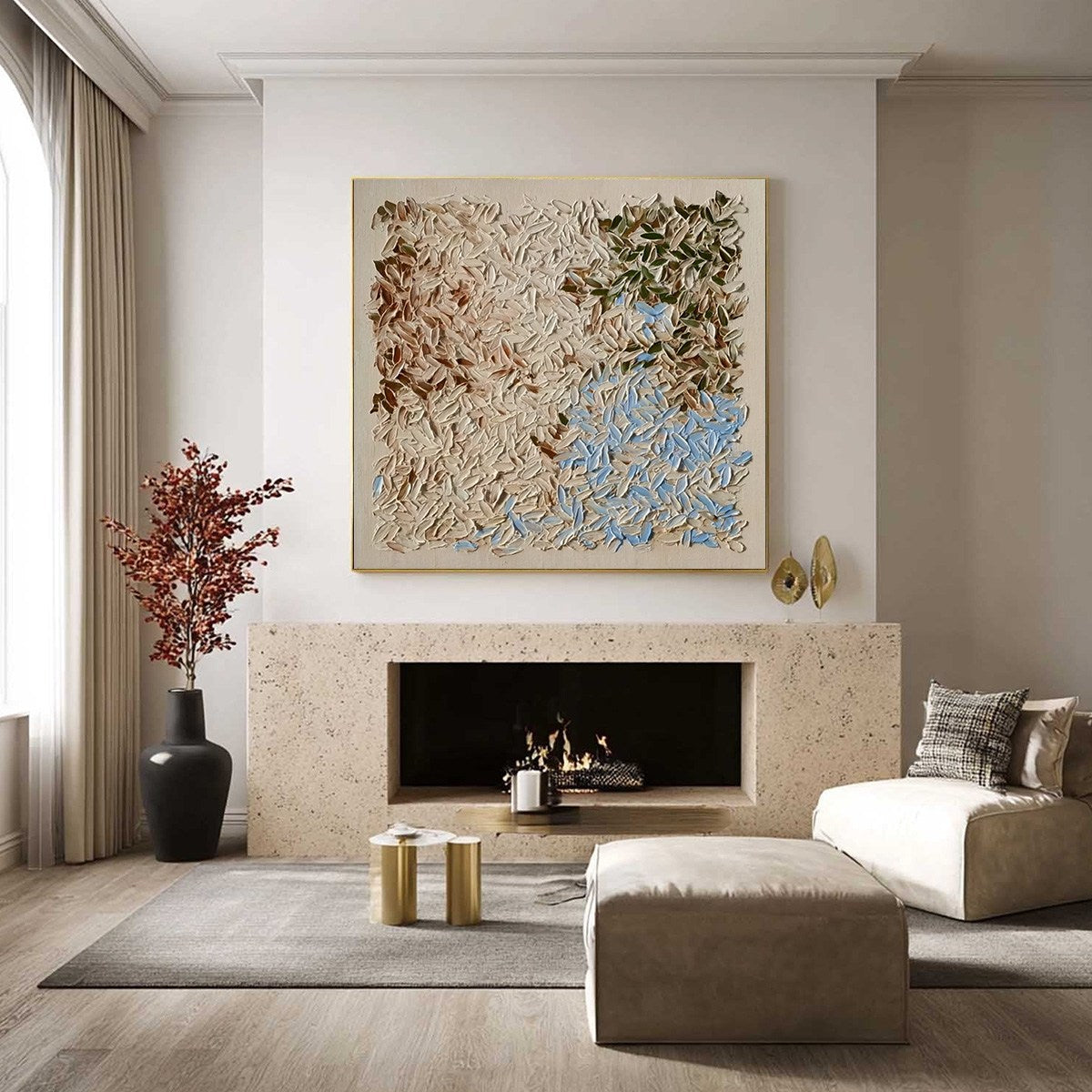 EARTH'S MOSAIC: Textured Wabi Sabi Abstract Landscape Oil Painting