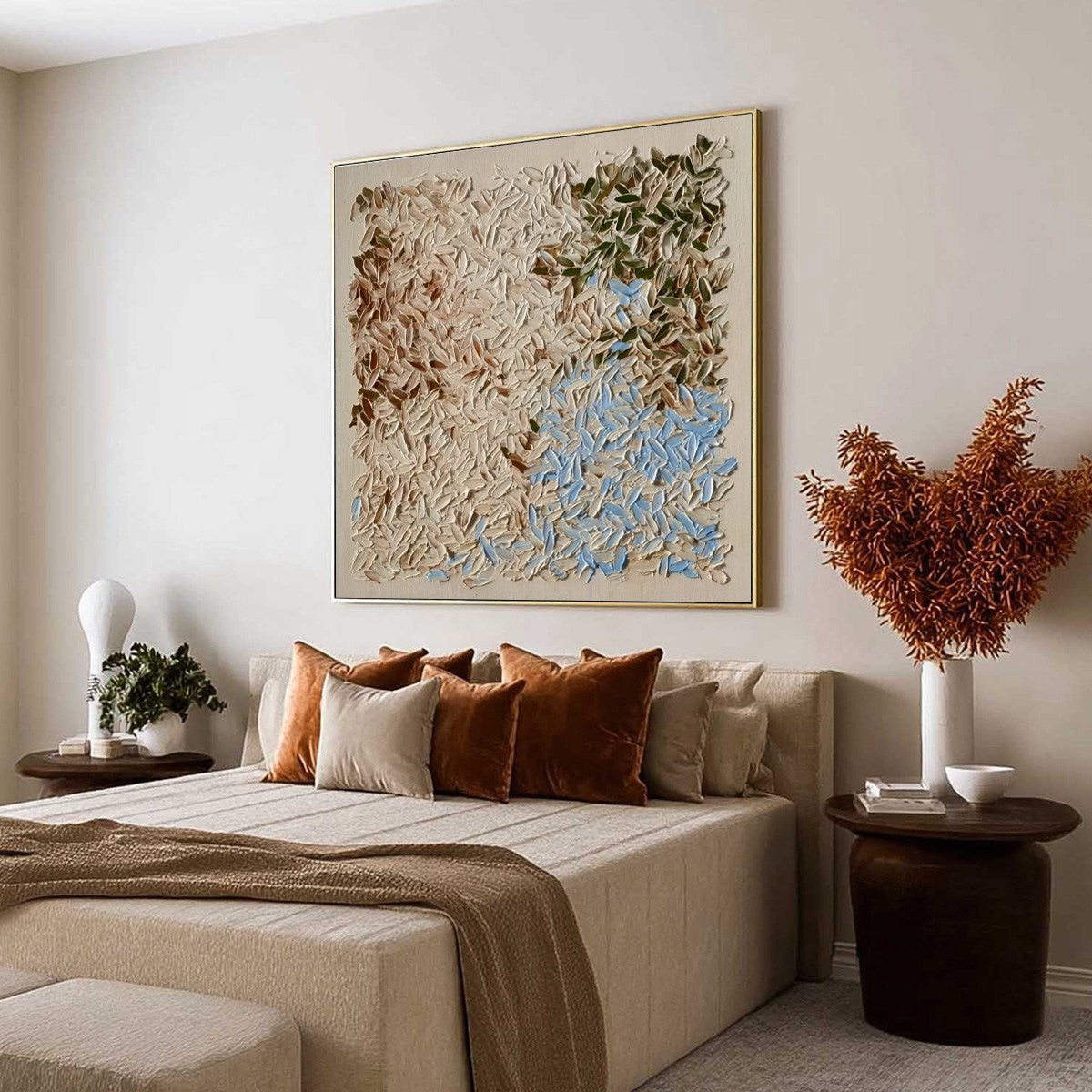 EARTH'S MOSAIC: Textured Wabi Sabi Abstract Landscape Oil Painting