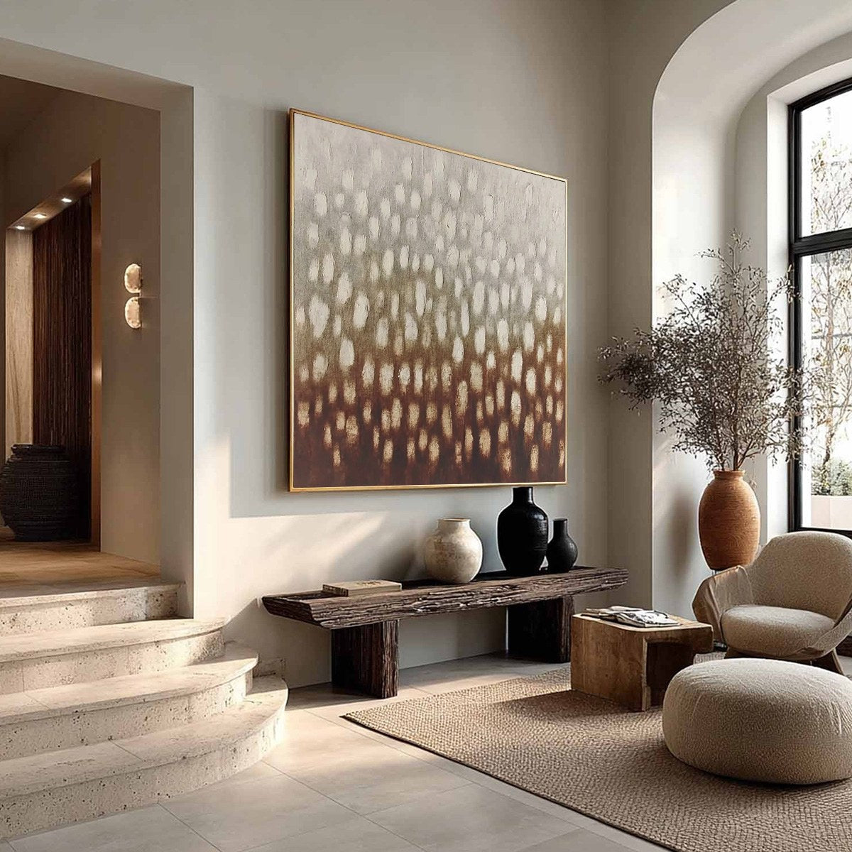 EARTH'S WHISPER: Textured Wabi Sabi Abstract Art in Earth Tones
