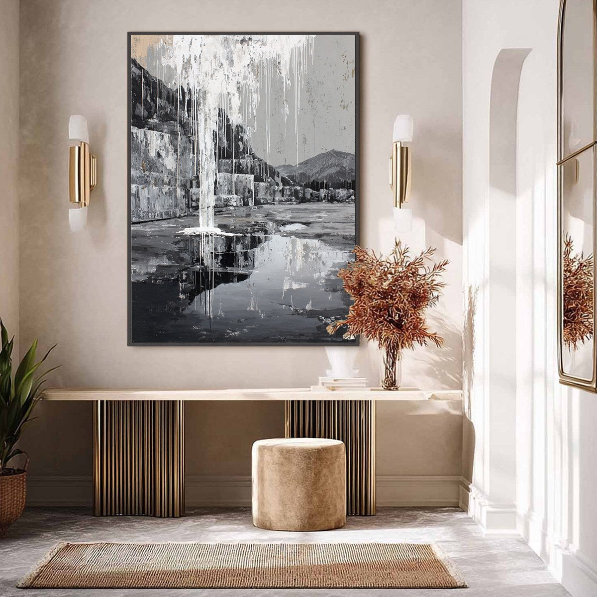 ECHO CHAMBER: Monochromatic Industrial Abstract Landscape Painting