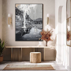 ECHO CHAMBER: Monochromatic Industrial Abstract Landscape Painting