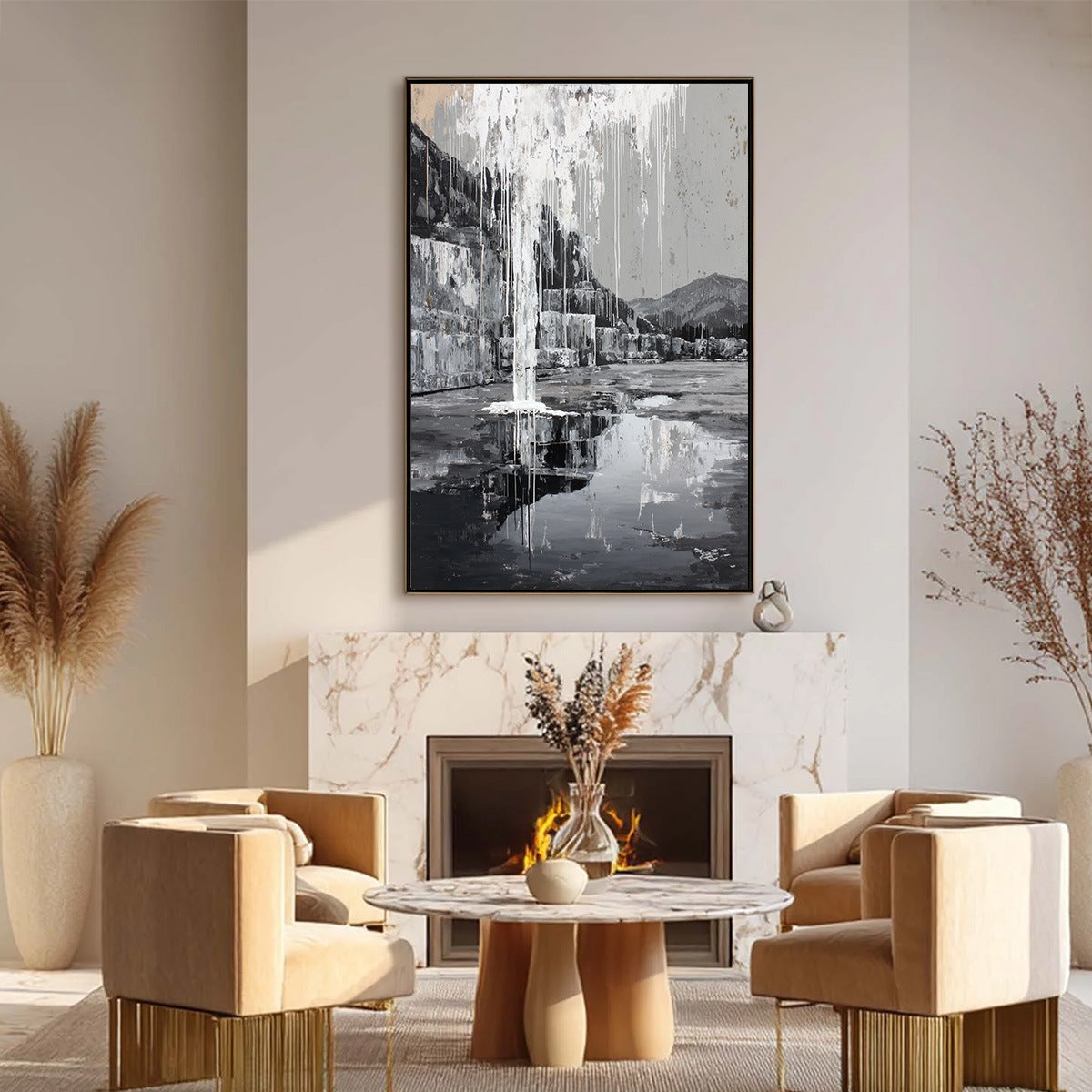 ECHO CHAMBER: Monochromatic Industrial Abstract Landscape Painting