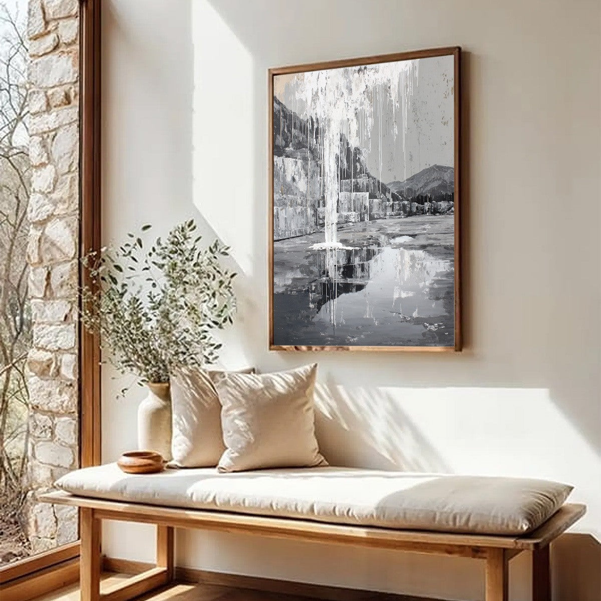 ECHO CHAMBER: Monochromatic Industrial Abstract Landscape Painting