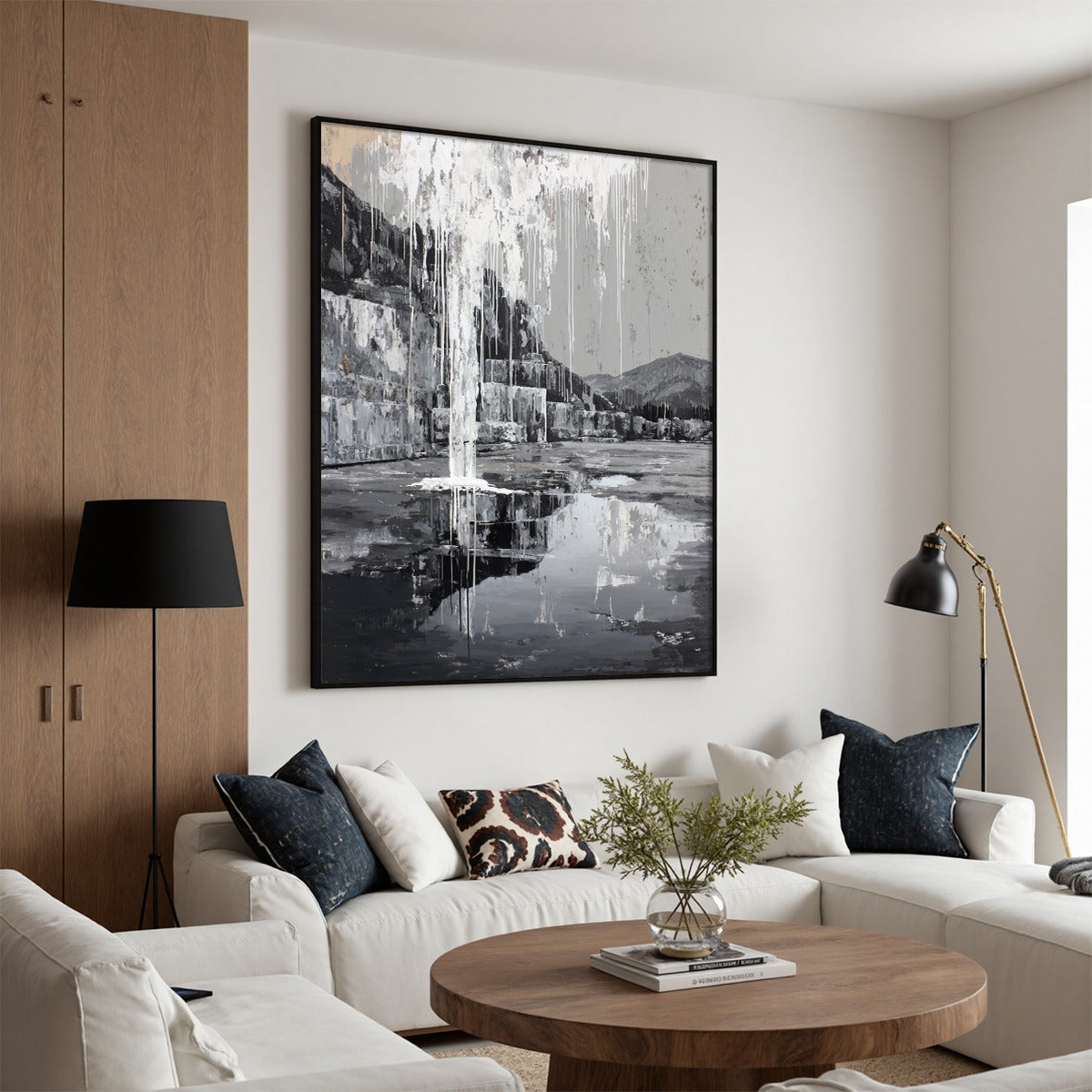 ECHO CHAMBER: Monochromatic Industrial Abstract Landscape Painting