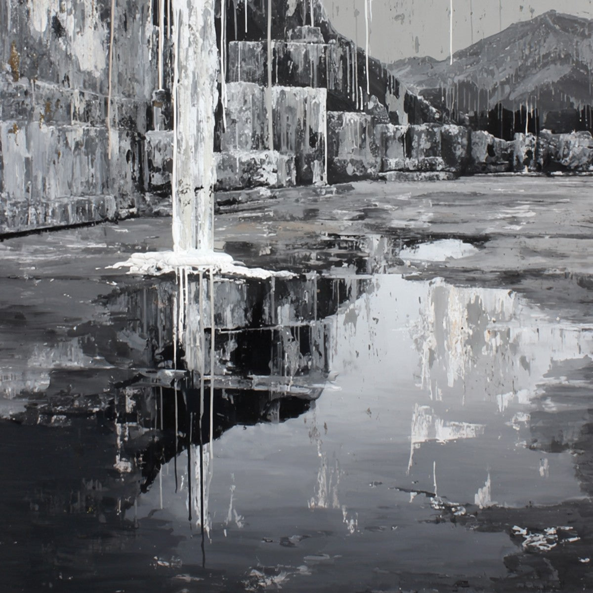 ECHO CHAMBER: Monochromatic Industrial Abstract Landscape Painting