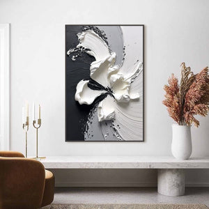 ECHOES IN WHITE: Textured Wabi-Sabi Abstract Floral Wall Art