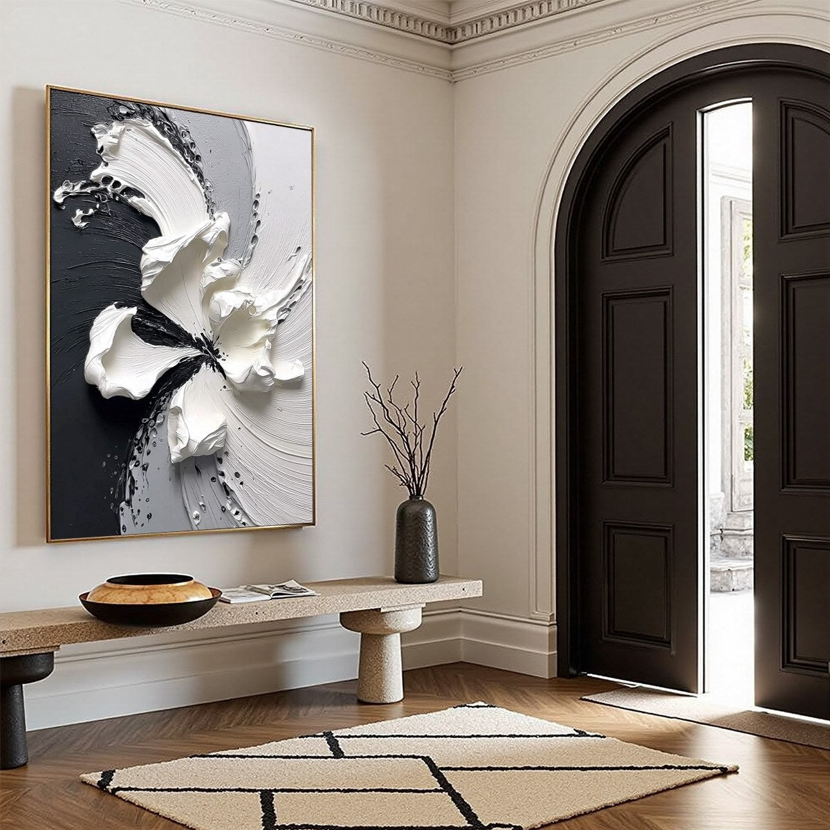 ECHOES IN WHITE: Textured Wabi-Sabi Abstract Floral Wall Art