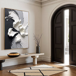 ECHOES IN WHITE: Textured Wabi-Sabi Abstract Floral Wall Art