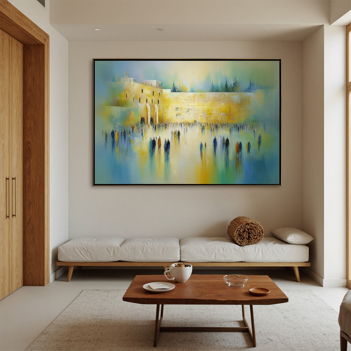 ECHOES OF ETERNITY: Large Figurative Cityscape Oil Painting of a Historic Wall