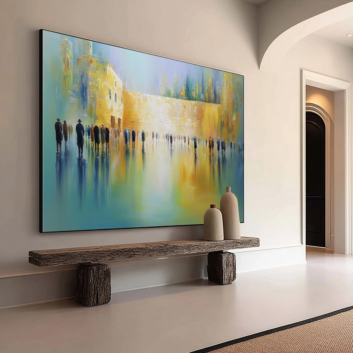 ECHOES OF ETERNITY: Large Figurative Cityscape Oil Painting of a Historic Wall