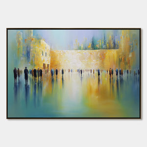 ECHOES OF ETERNITY: Large Figurative Cityscape Oil Painting of a Historic Wall