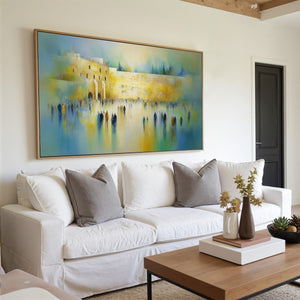 ECHOES OF ETERNITY: Large Figurative Cityscape Oil Painting of a Historic Wall