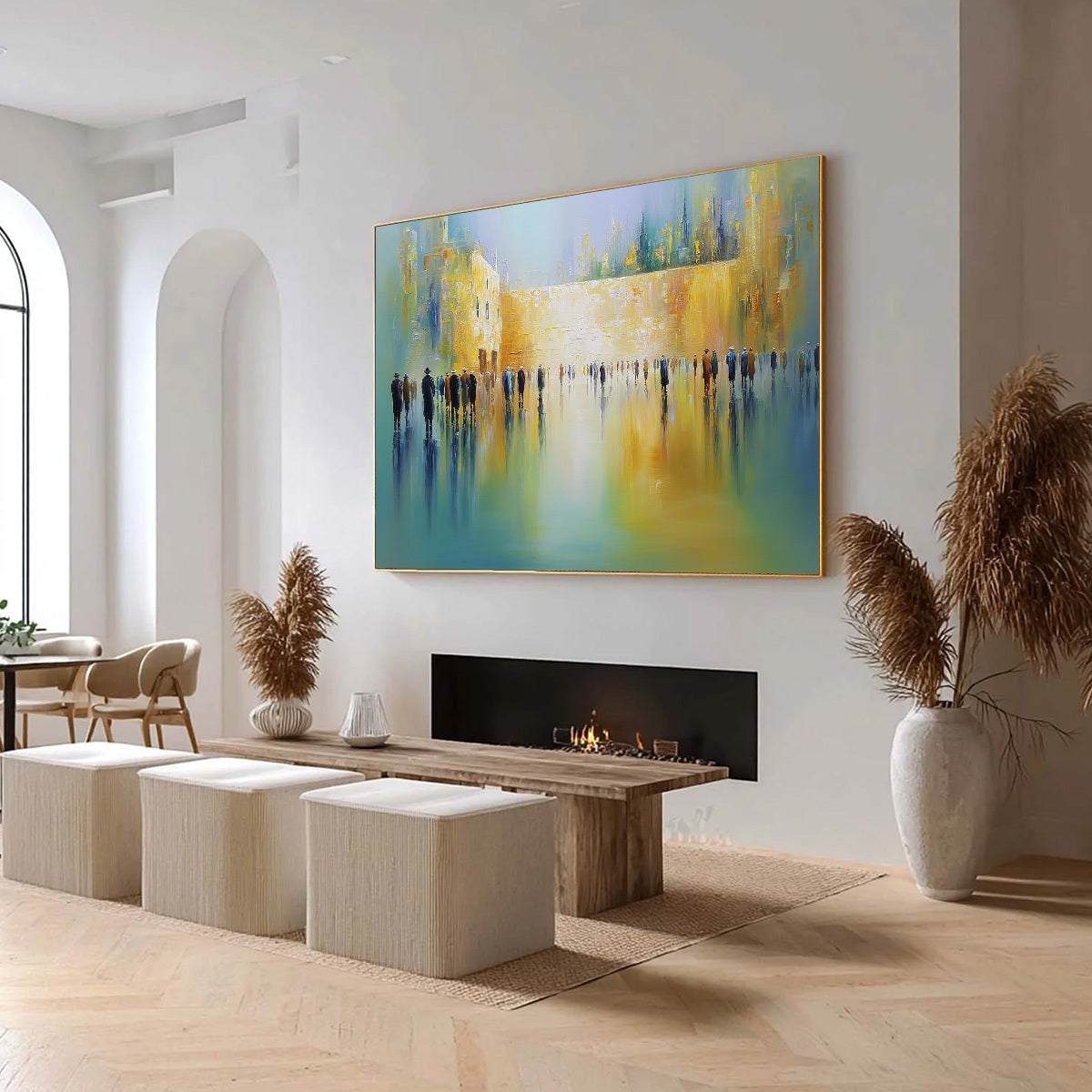 ECHOES OF ETERNITY: Large Figurative Cityscape Oil Painting of a Historic Wall