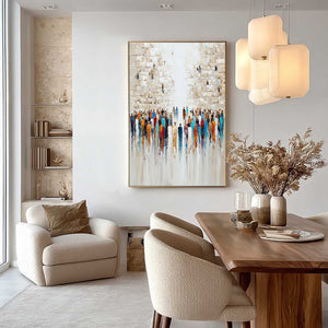 ECHOES OF FAITH: Textured Abstract Painting of a Spiritual Gathering