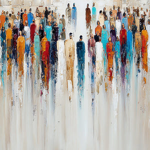 ECHOES OF FAITH: Textured Abstract Painting of a Spiritual Gathering