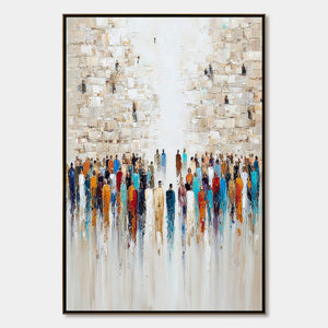 ECHOES OF FAITH: Textured Abstract Painting of a Spiritual Gathering
