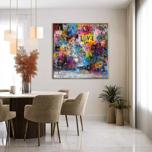 ECHOES OF LOVE: Vibrant Textured Abstract Graffiti Art Painting